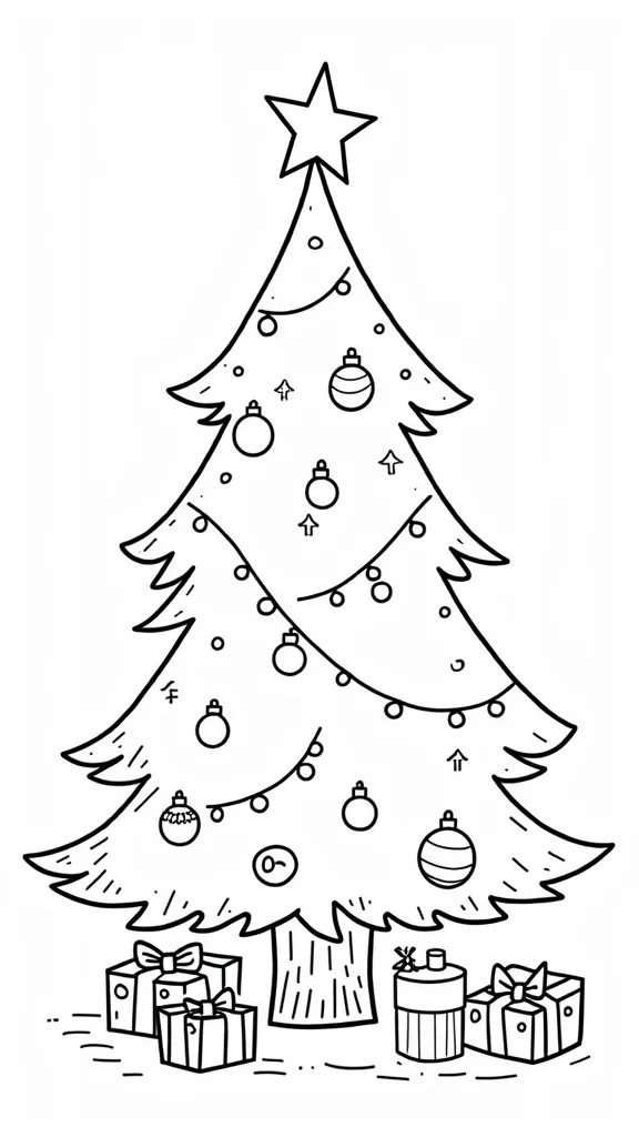 coloriages d’arbre de Noël pour les enfants d’âge préscolaire